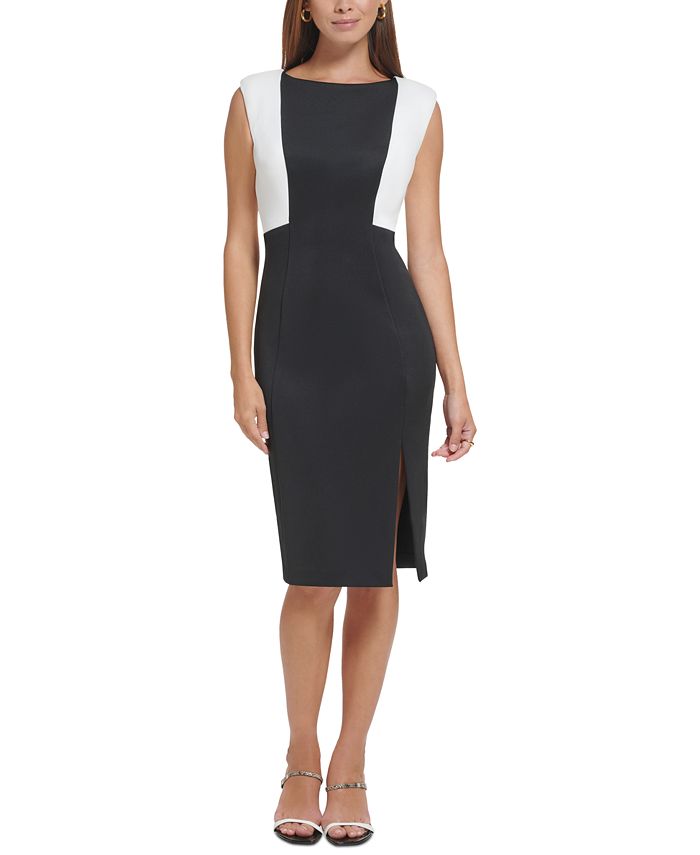 Calvin Klein Women's Colorblocked Side-Slit Sheath Dress - Macy's