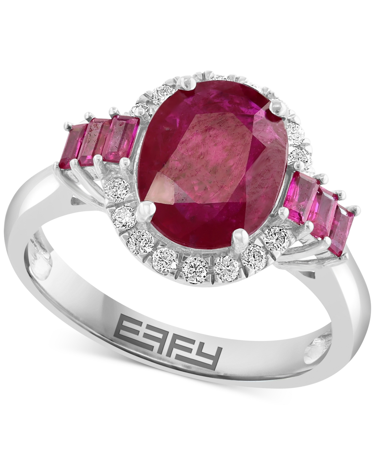 Effy Collection Effy Limited Edition Ruby (3-1/20 Ct. T.w.) & Diamond (1/5 Ct. T.w.) Ring In 14k White Gold In Ruby