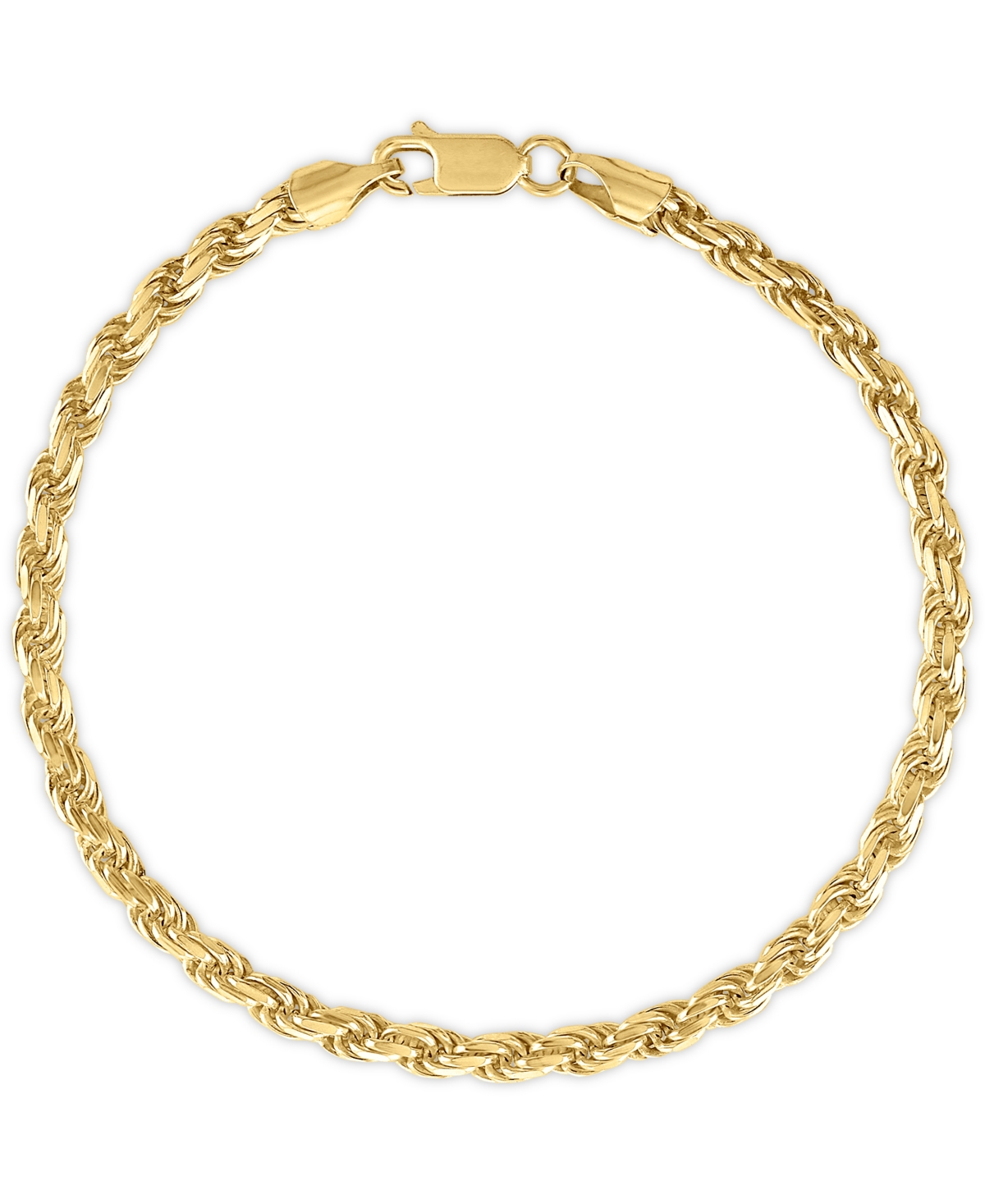 Rope Link Chain Bracelet (4mm), Created for Macy's - Gold Over Silver