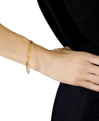 Figaro Polished Link Chain Bracelet in 10k Gold