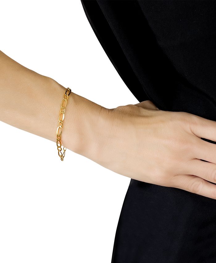 Macy's Figaro Polished Link Chain Bracelet in 10k Gold Macy's