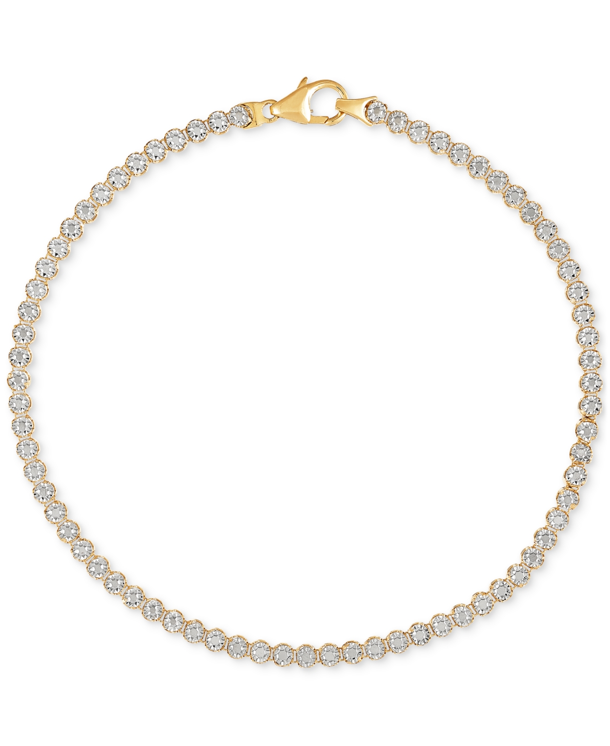 Macy's Textured Flat Bead Link Bracelet In 10k Two-tone Gold