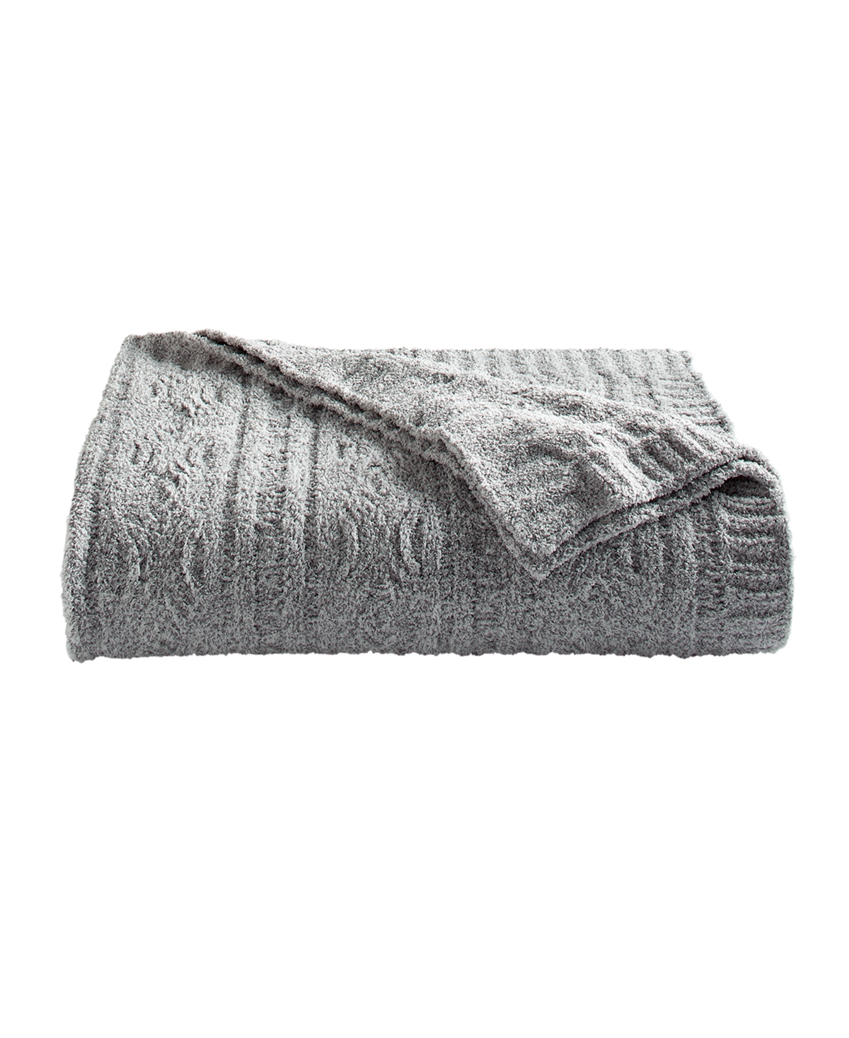 Splendid Cable Knit Plush Throw, 50" X 70" Bedding In Gray Mingle