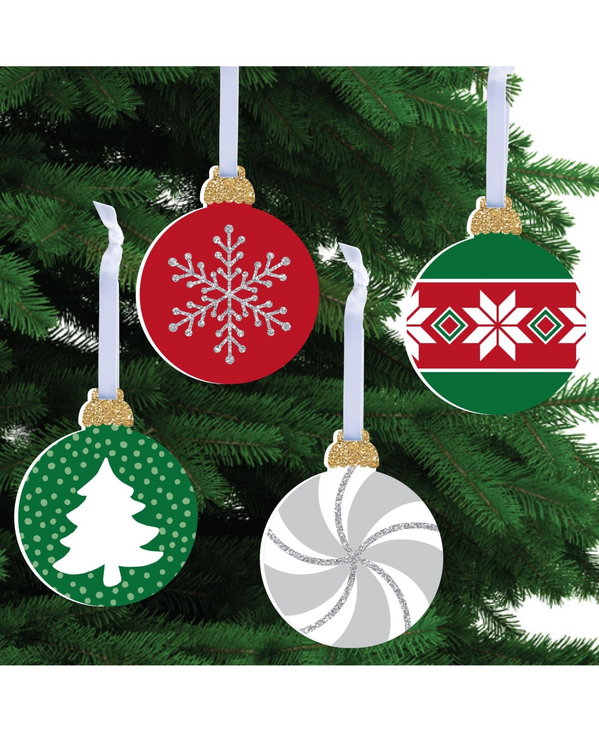 Ornaments - Holiday Party Decorations - Christmas Tree Ornaments - Set of 12