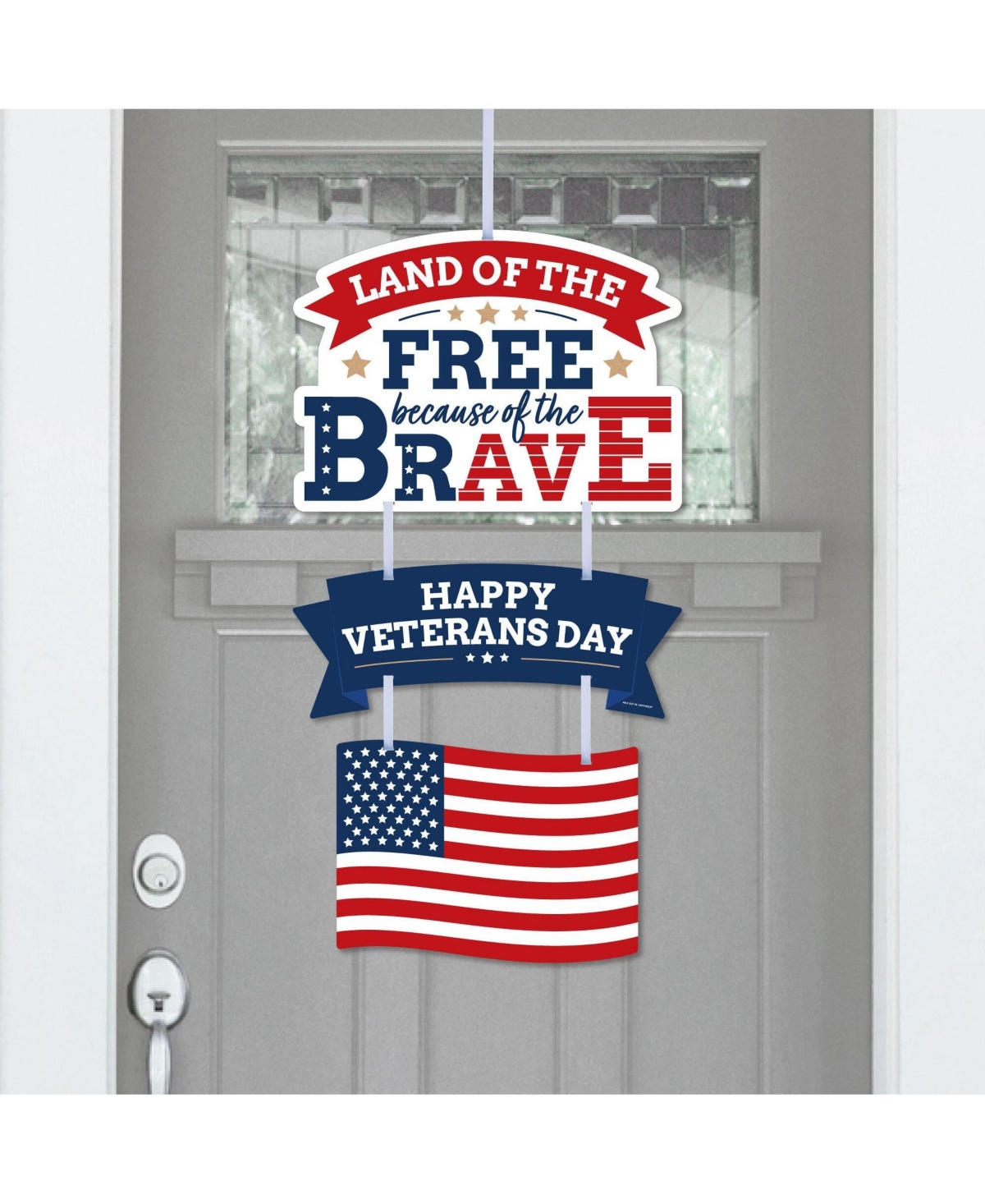 Happy Veterans Day - Patriotic Outdoor Decorations - Front Door Decor 3 Pc Sign