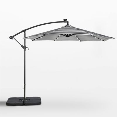 10 Ft Outdoor Solar LED Cantilever Umbrella with Base Weights