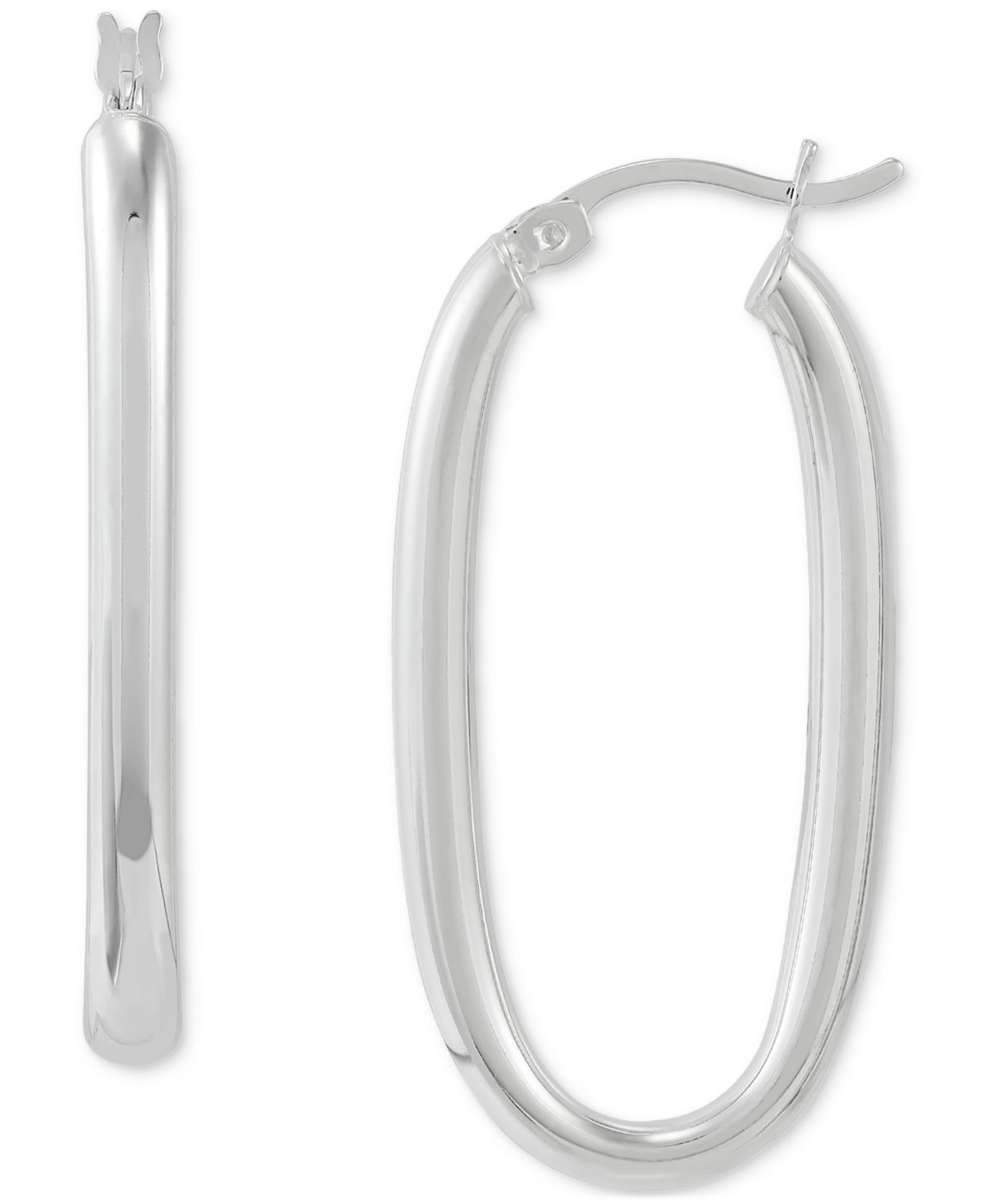 Giani Bernini Oval Medium Tube Hoop Earrings 35mm, Created For Macy's In Silver
