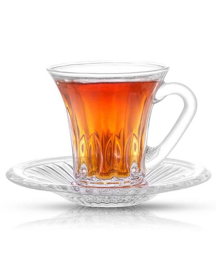 JoyJolt Belle Glass Coffee or Tea Mug with Saucer, 2 Piece Macy's