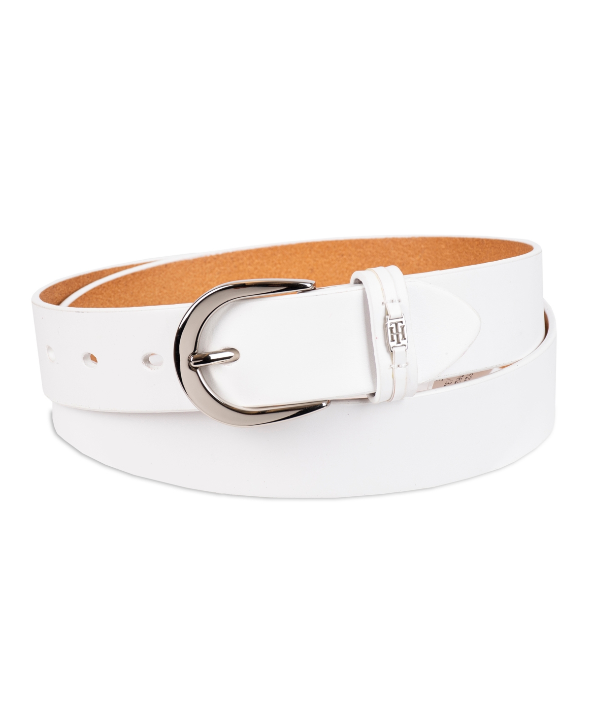 Tommy Hilfiger Women's Signature Leather Jean Belt In White