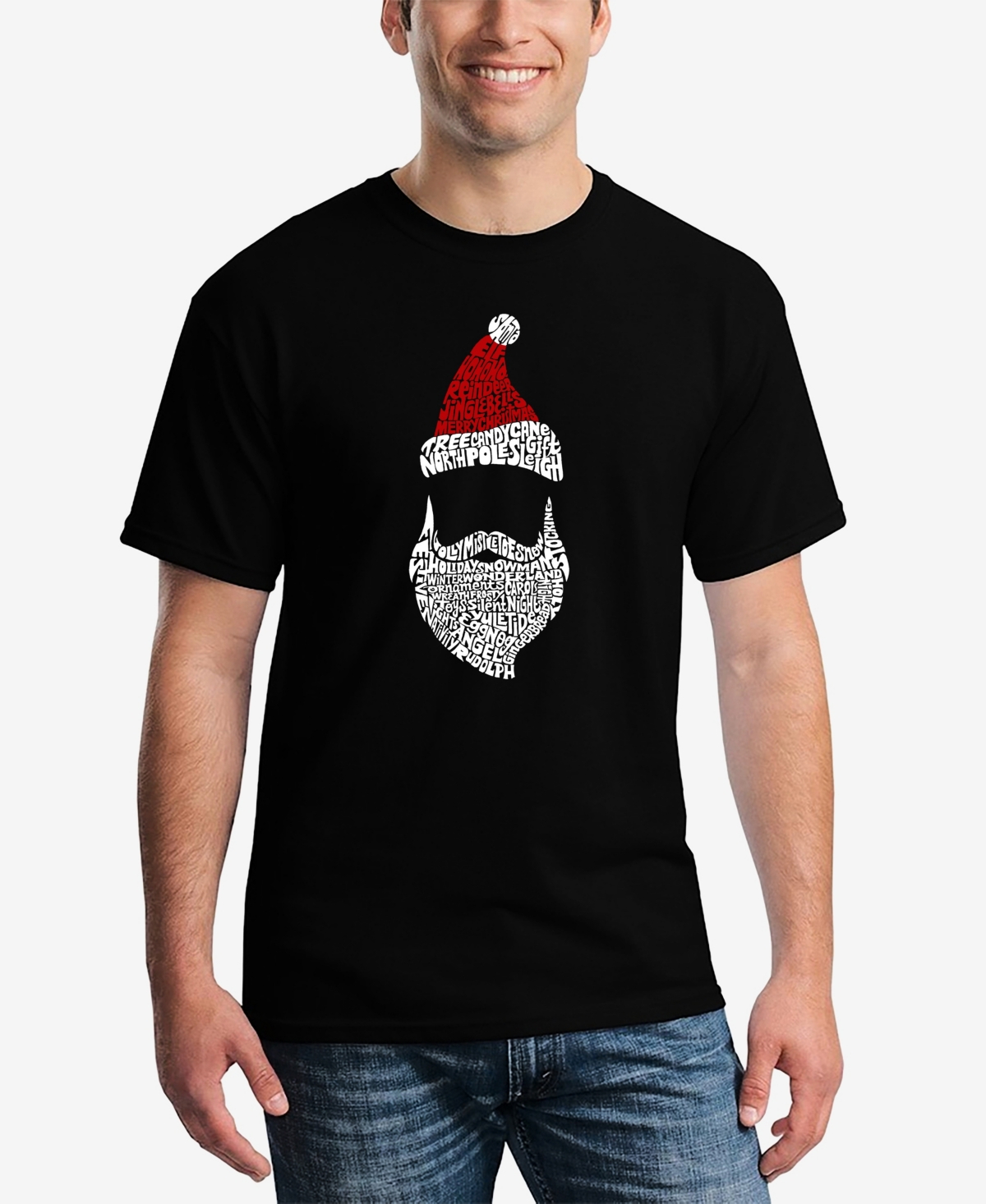 La Pop Art Men's Santa Claus Word Art T-shirt In Black