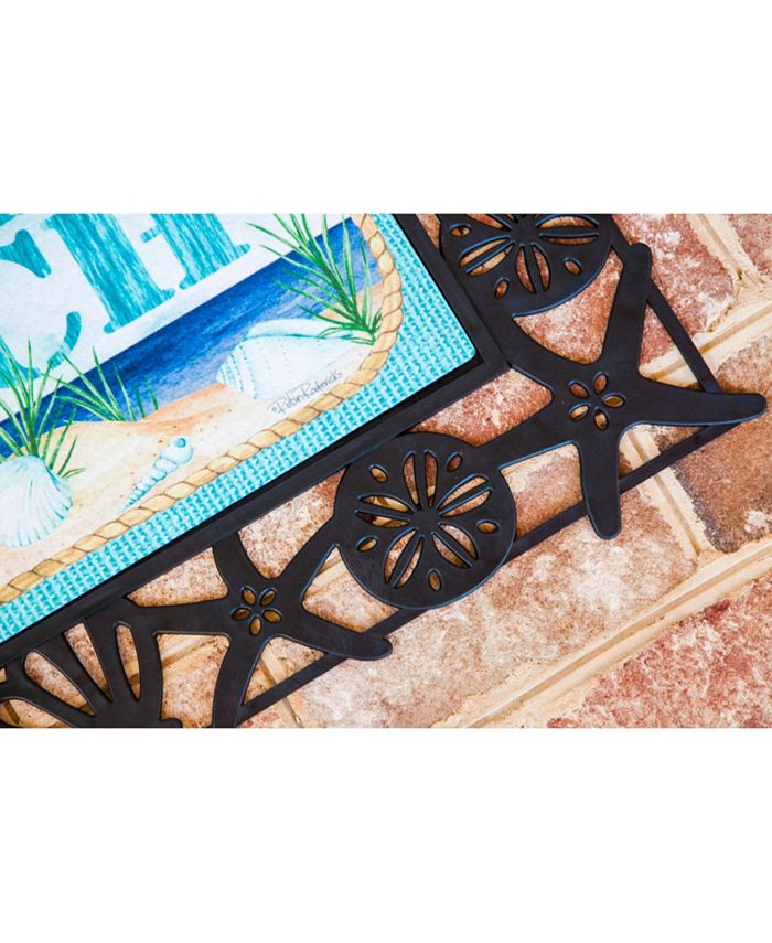 Evergreen Black Seashells Sassafras Floor Mat Indoor Outdoor Rubber