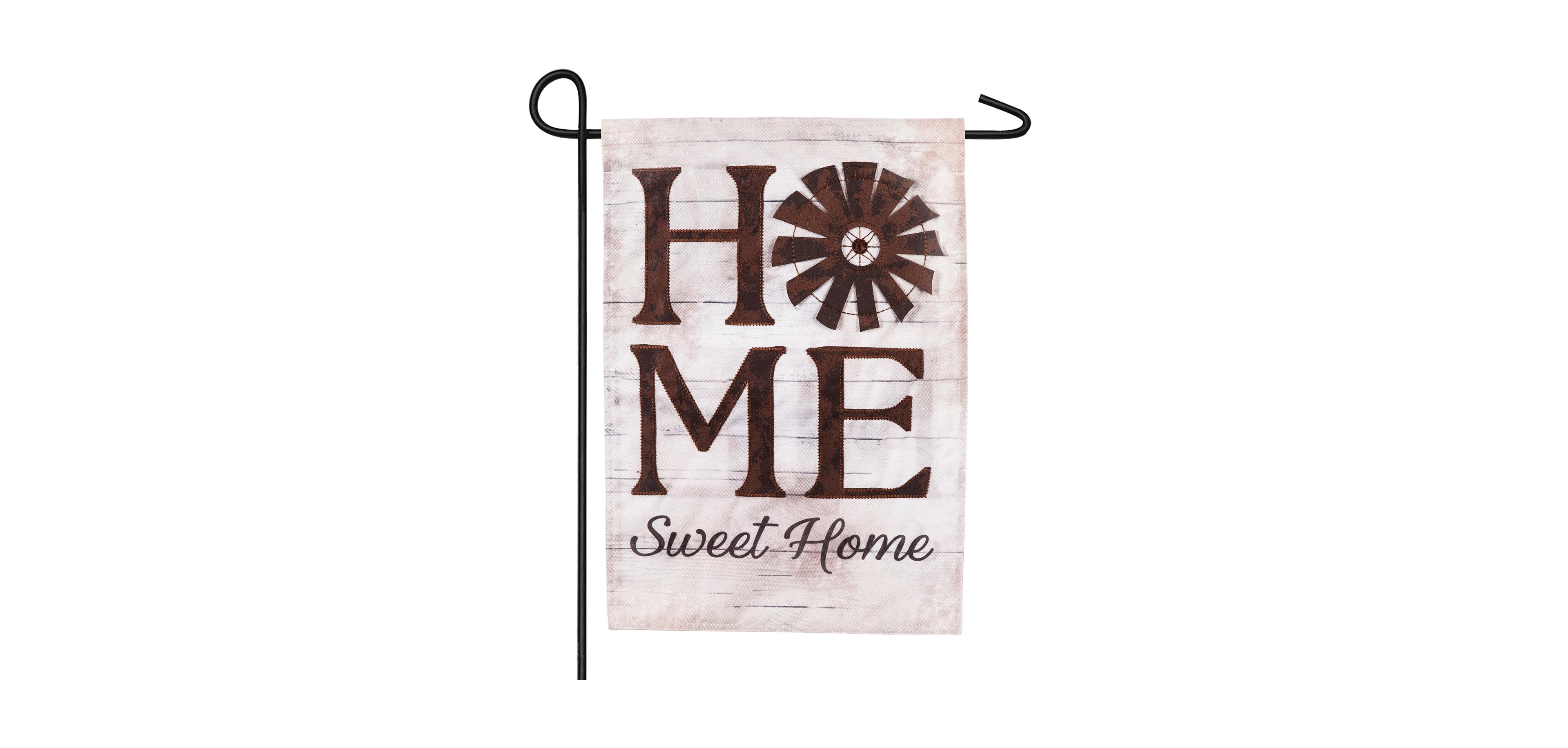 Evergreen Flag Windmill Home Sweet Home Garden Linen Flag