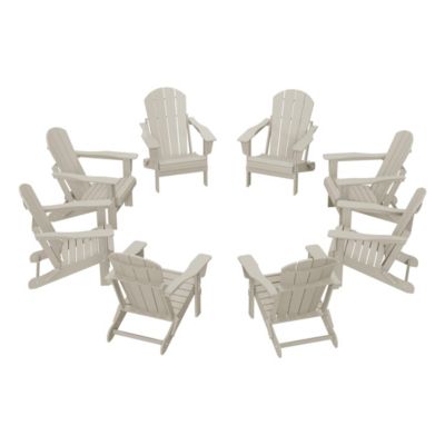 All-Weather Contoured Outdoor Poly Folding Adirondack Chair (Set of 8)