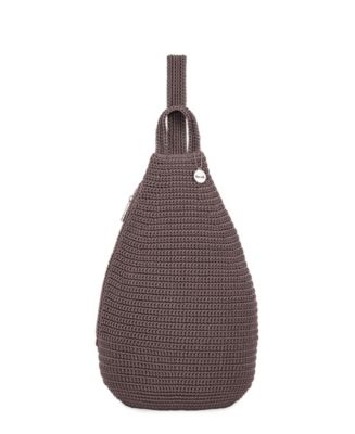 crochet oval backpack, POTENTIAL SLING BAG BLACK