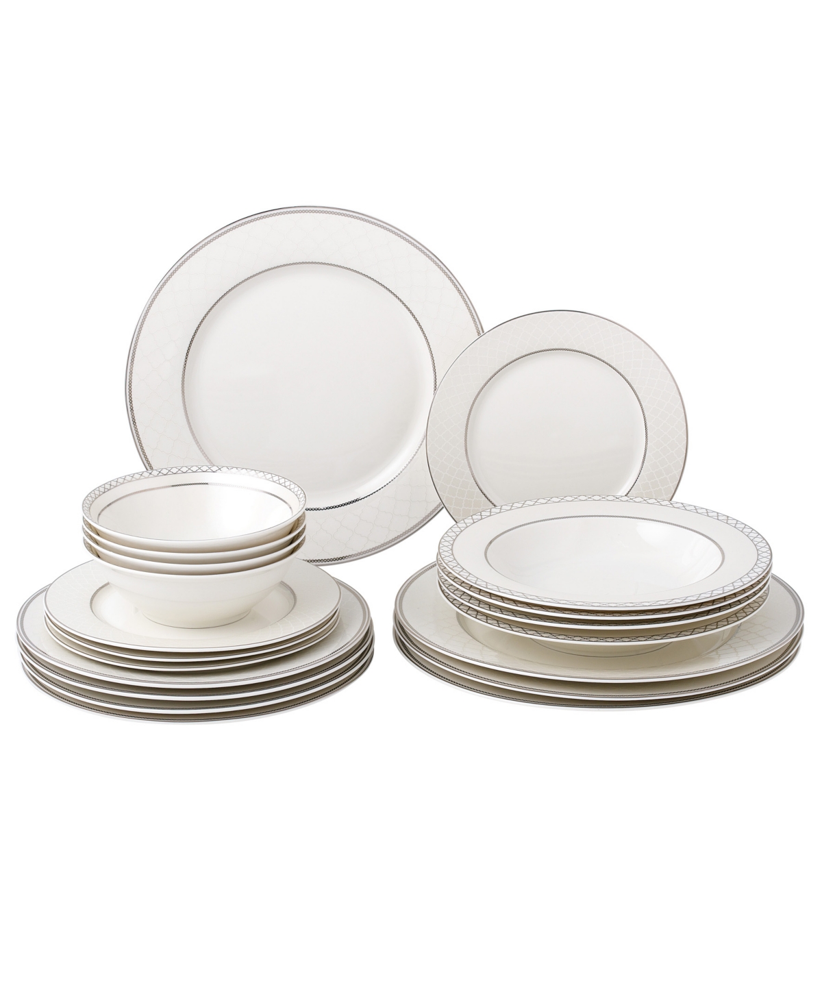 Lorren Home Trends 20 Piece Service For 4 Dinnerware Set In Silver
