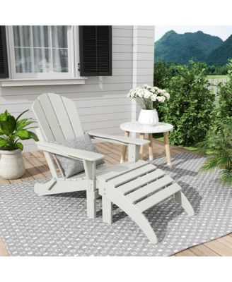 Classic Folding Adirondack Chair with Footrest Ottoman Set