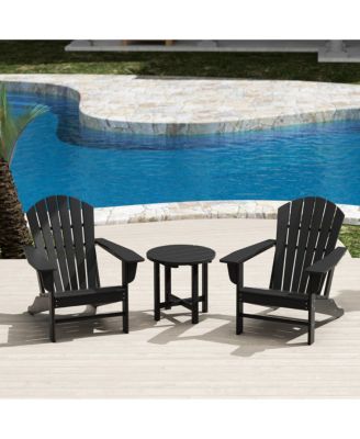3-Piece Patio Adirondack Chairs with Round Side Table Set