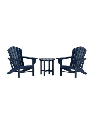 3-Piece Patio Adirondack Chairs with Round Side Table Set