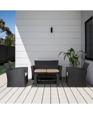 4-Piece Modern Patio Conversation Sofa Set with Cushions