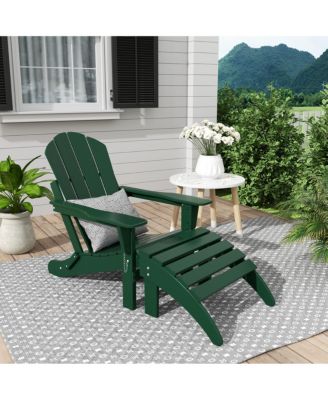 Classic Folding Adirondack Chair with Footrest Ottoman Set