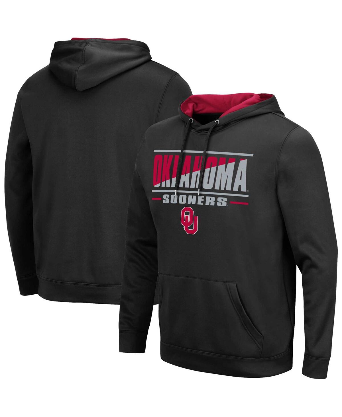 Colosseum Men's  Black Oklahoma Sooners Slash Stack 2.0 Pullover Hoodie