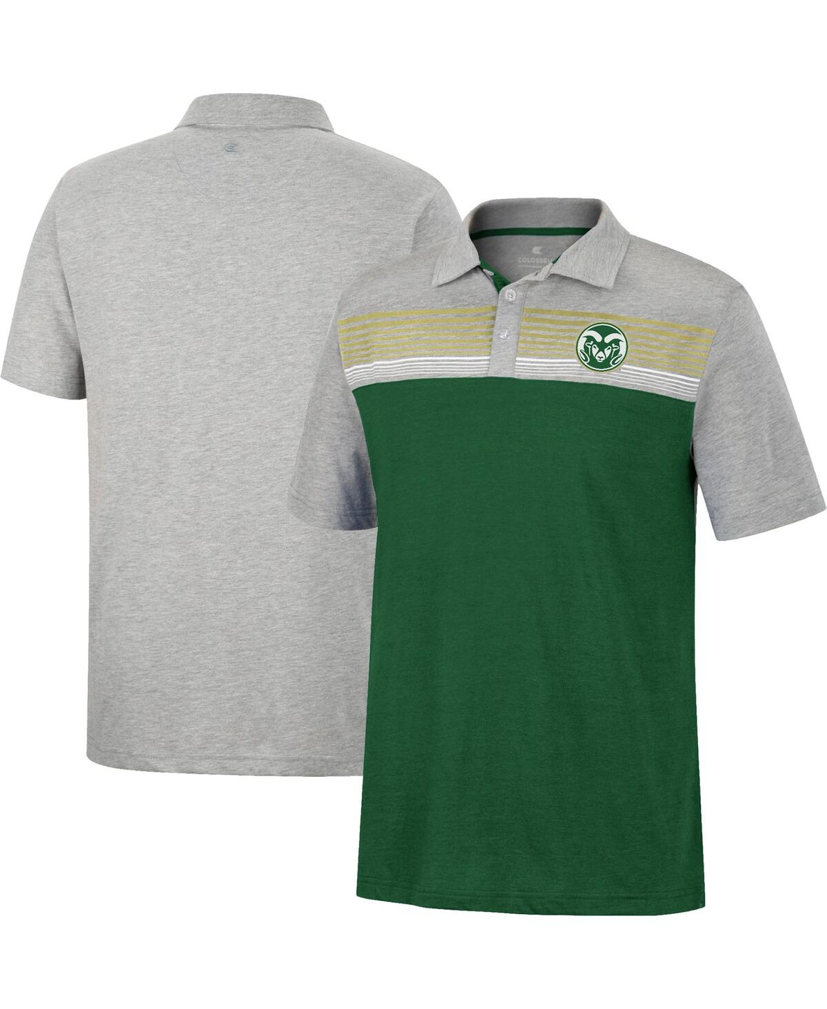 Men's Colosseum Green, Heathered Gray Colorado State Rams Caddie Polo Shirt - Green, Heathered Gray