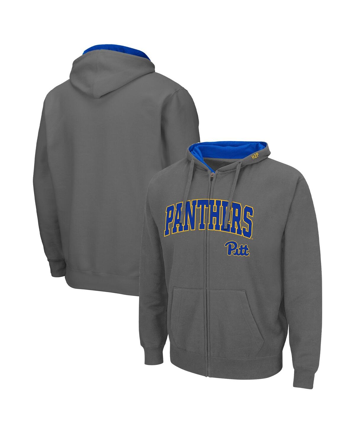 Colosseum Charcoal Pitt Panthers Arch & Team Logo 3.0 Full-zip Hoodie In Charcoal