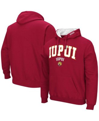 Men's Crimson IUPUI Jaguars Arch & Logo Pullover Hoodie