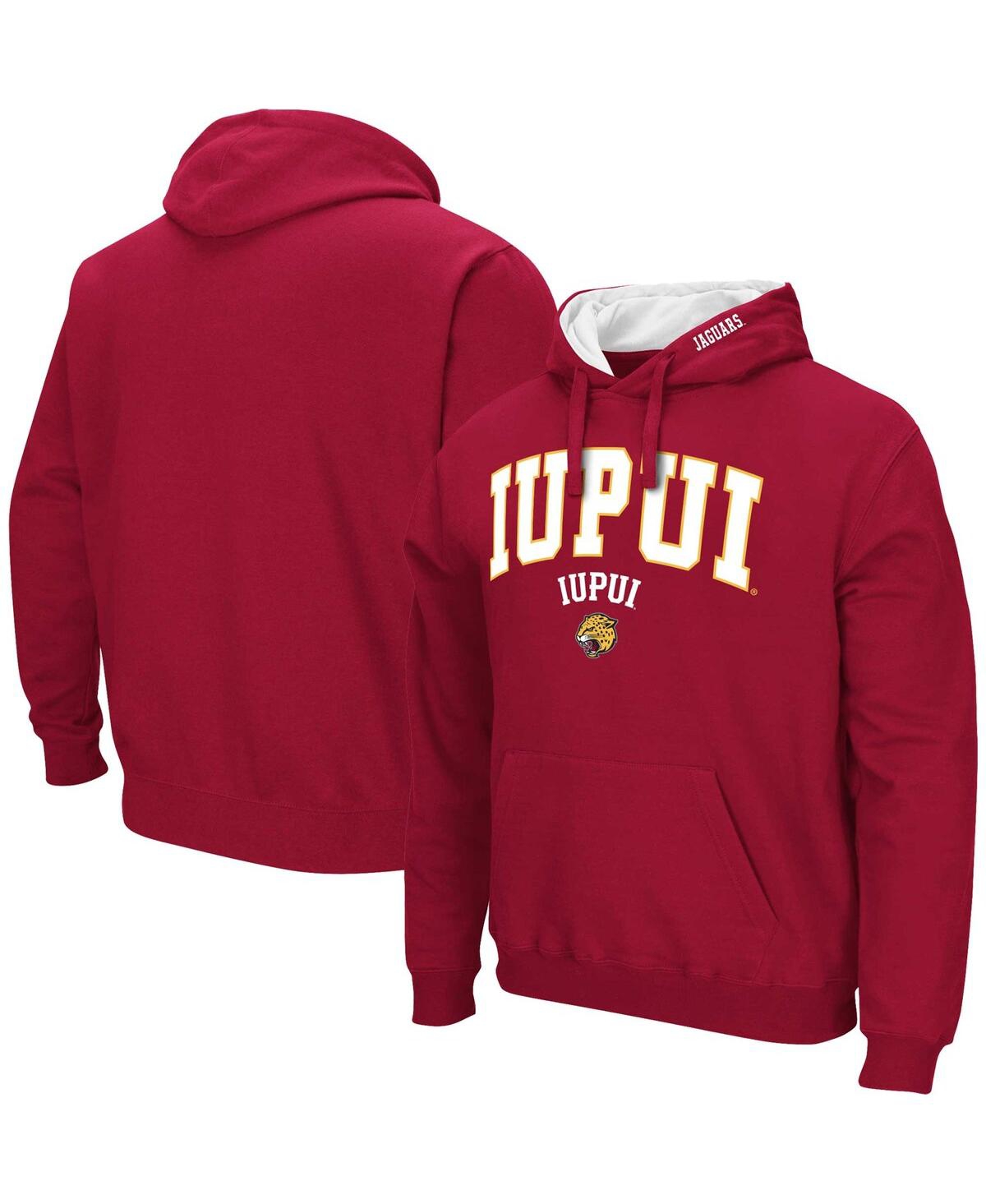Colosseum Men's  Crimson Iupui Jaguars Arch & Logo Pullover Hoodie In Crimson