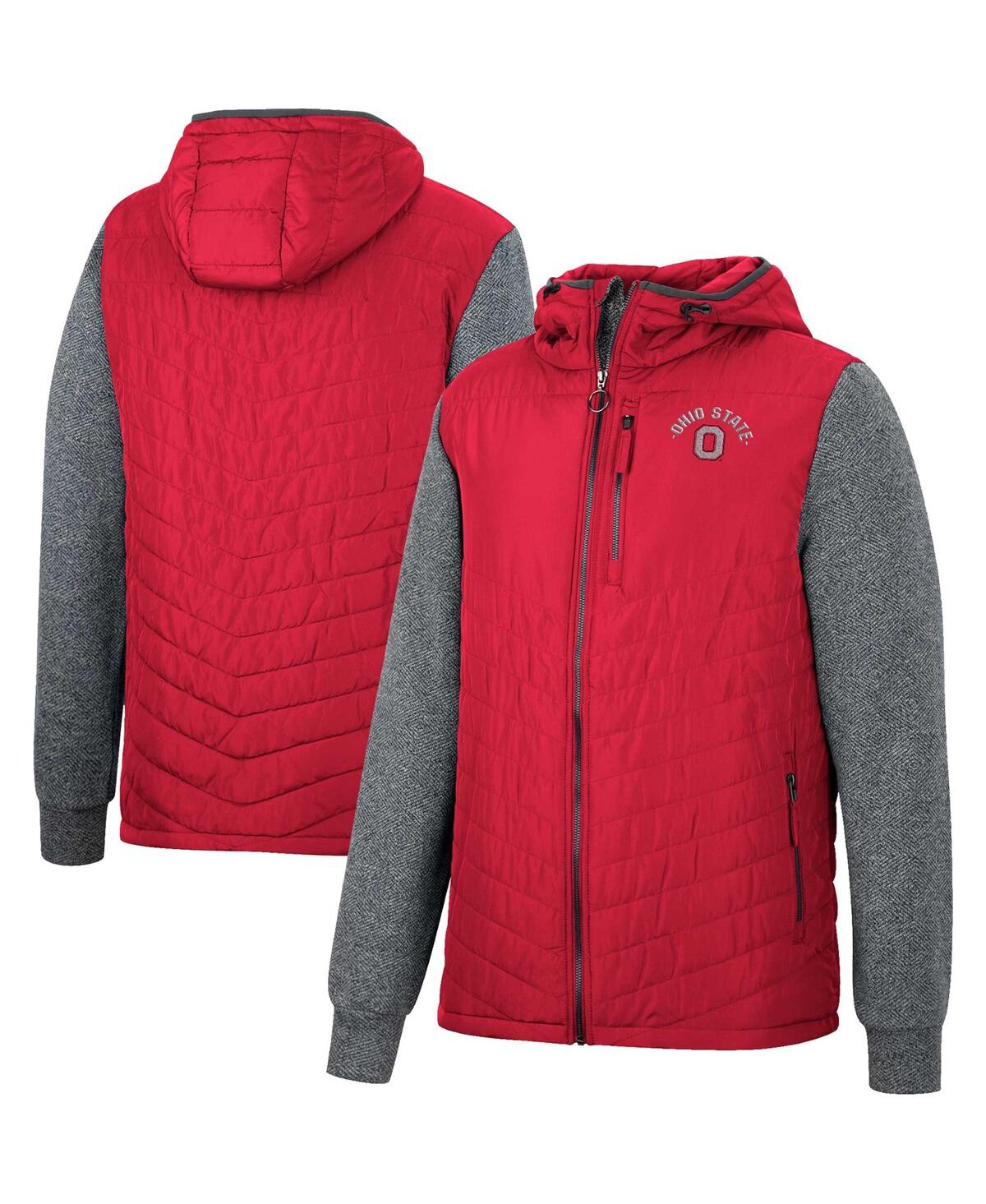 Shop Colosseum Men's  Scarlet Ohio State Buckeyes Course Herringbone Full-zip Hoodie