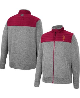 Men's Gray, Maroon Arizona State Sun Devils Putter Herringbone Full-Zip Jacket