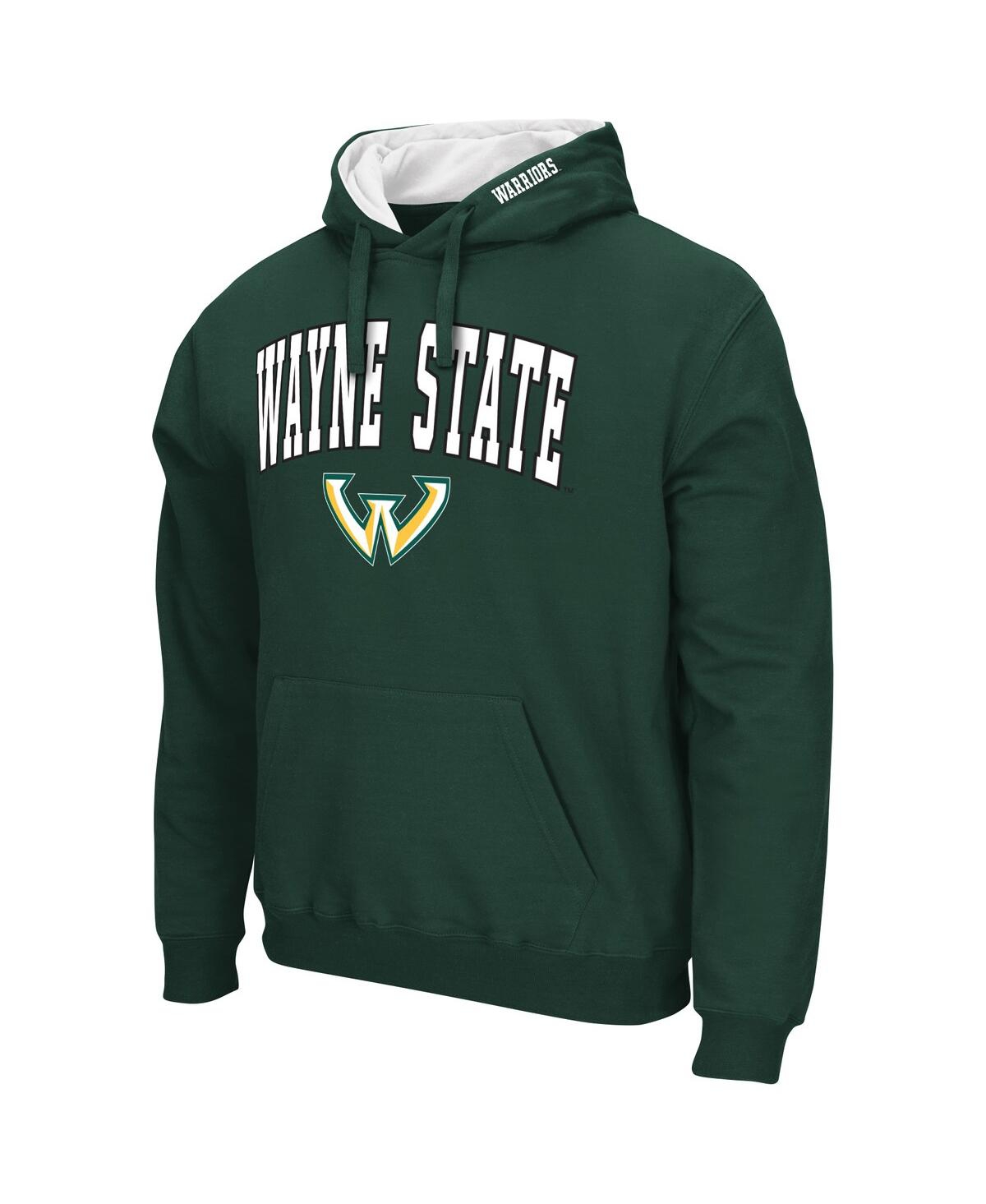 Colosseum Men's  Green Wayne State Warriors Arch & Logo Pullover Hoodie In Green