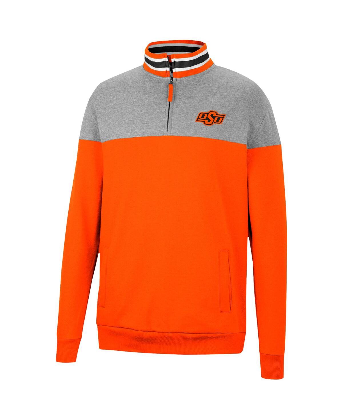 Colosseum Men's  Heathered Gray, Orange Oklahoma State Cowboys Be The Ball Quarter-zip Top In Heathered Gray,orange