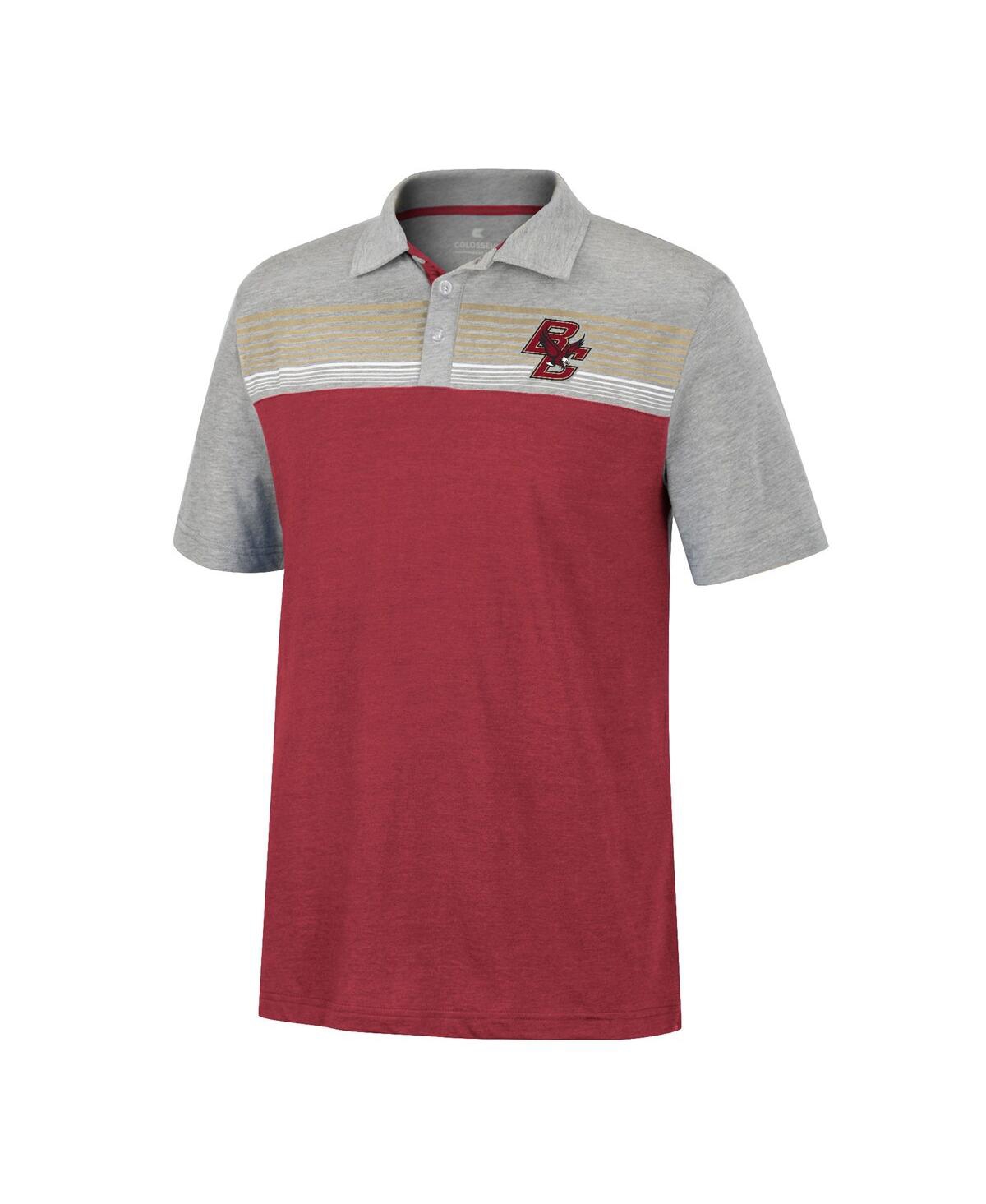 Shop Colosseum Men's  Maroon, Heathered Gray Boston College Eagles Caddie Polo Shirt In Maroon,heathered Gray