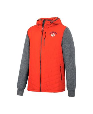 Men's Orange, Charcoal Clemson Tigers Course Herringbone Full-Zip Hoodie