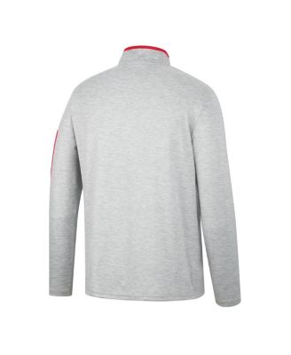 Men's Heathered Gray, Red NC State Wolfpack Country Club Windshirt Quarter-Zip Jacket