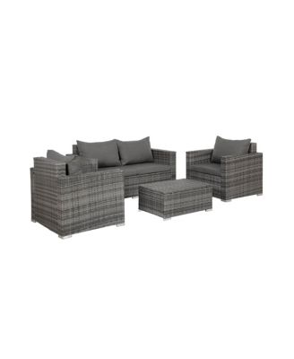 4-Piece Modern Patio Conversation Sofa Set with Cushions