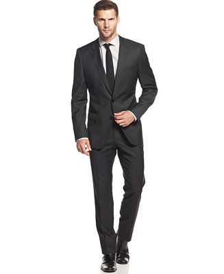 Hugo Boss BOSS Charcoal Solid Slim-Fit Suit - Macy's