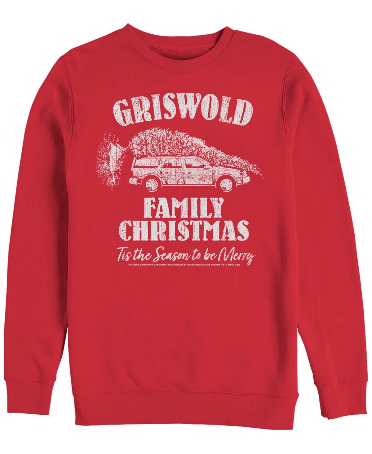 Fifth Sun Men's National Lampoon Christmas Vacation Vintage-like Griswold Crew Fleece Pullover In Red