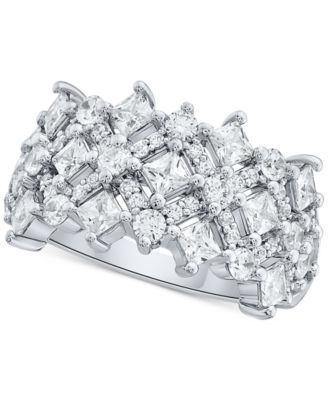 Diamond Princess & Round Cluster Ring (2 ct. t.w.) in 14k White or ...
