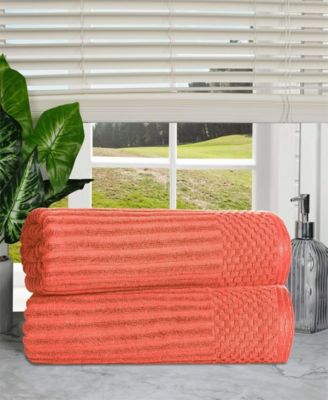 Soho Checkered Border Cotton 2 Piece Bath Sheet Set, 68" x 34"