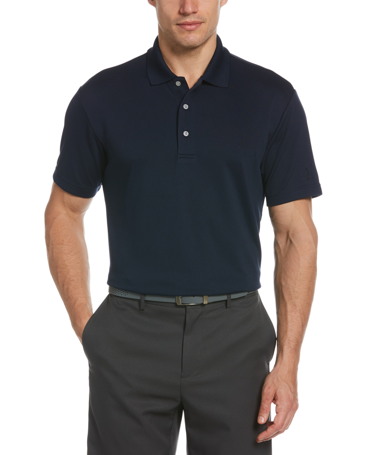 Pga Tour Men's Big & Tall Airflux Solid Mesh Golf Polo In True Navy