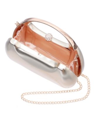 Women's Metallic Minaudiere bag with Metal Handle