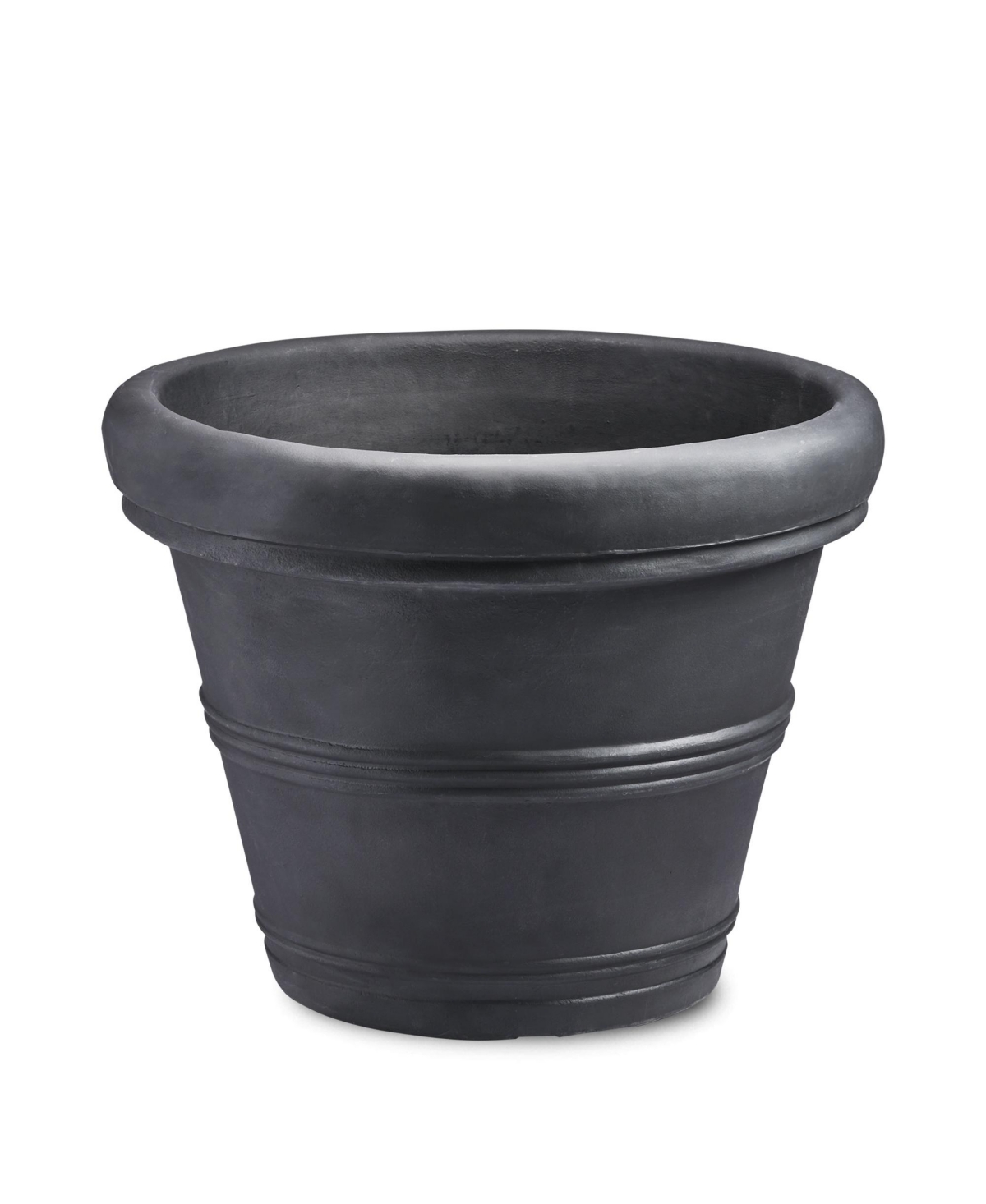 Brunello Classic Rolled-Rim Plant Pot, 16" Caviar Black - Black