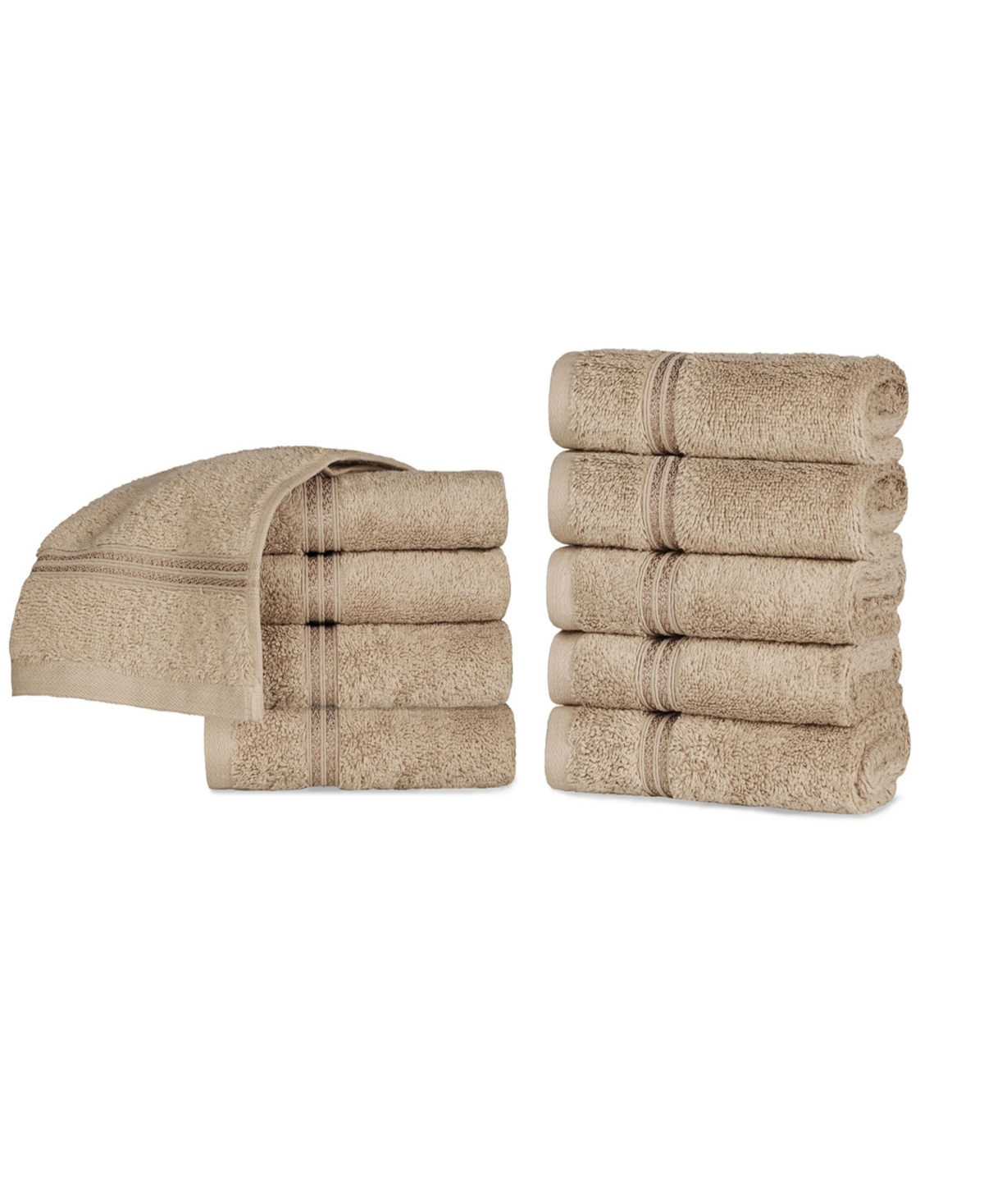 Superior Solid Quick Drying Absorbent 10 Piece Egyptian Cotton Face Towel Set Bedding In Taupe