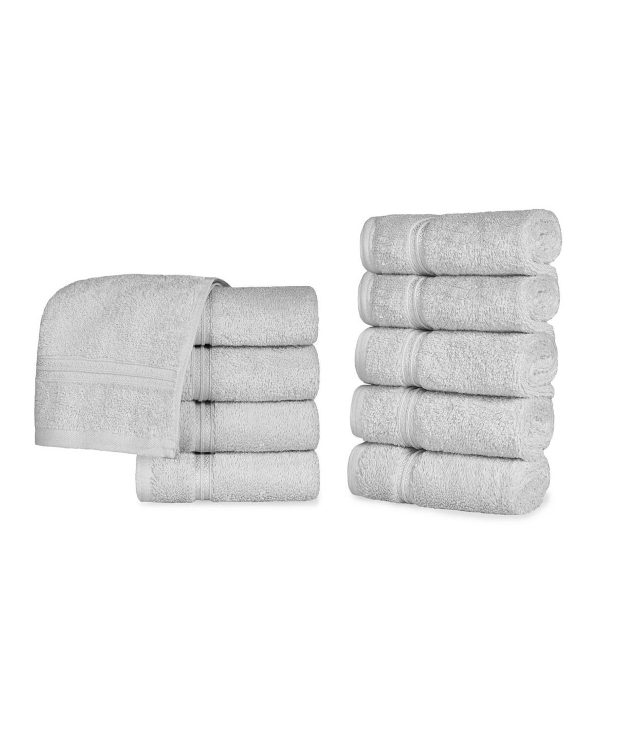 Superior Solid Quick Drying Absorbent 10 Piece Egyptian Cotton Face Towel Set Bedding In Silver