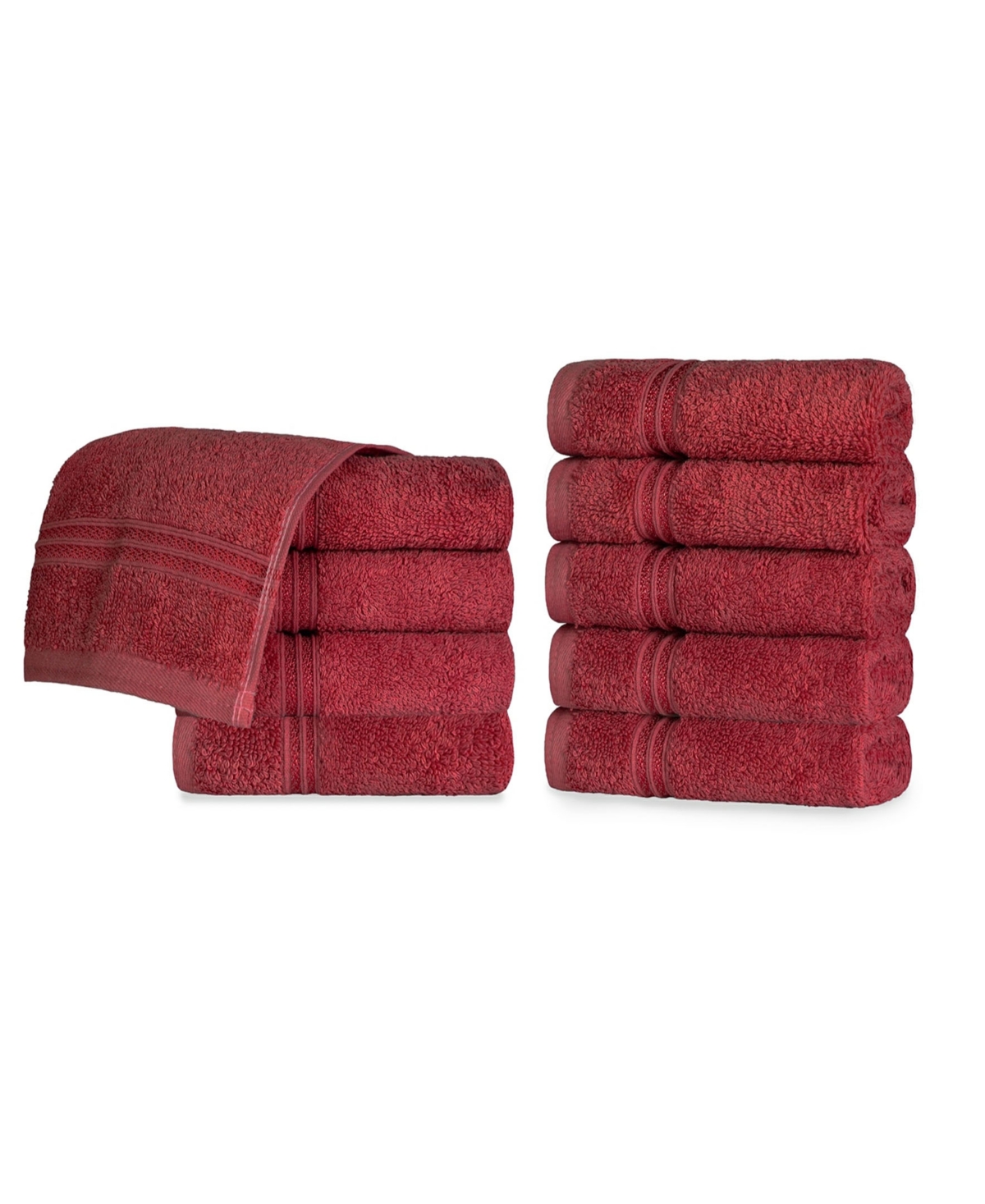 Superior Solid Quick Drying Absorbent 10 Piece Egyptian Cotton Face Towel Set Bedding In Burgundy
