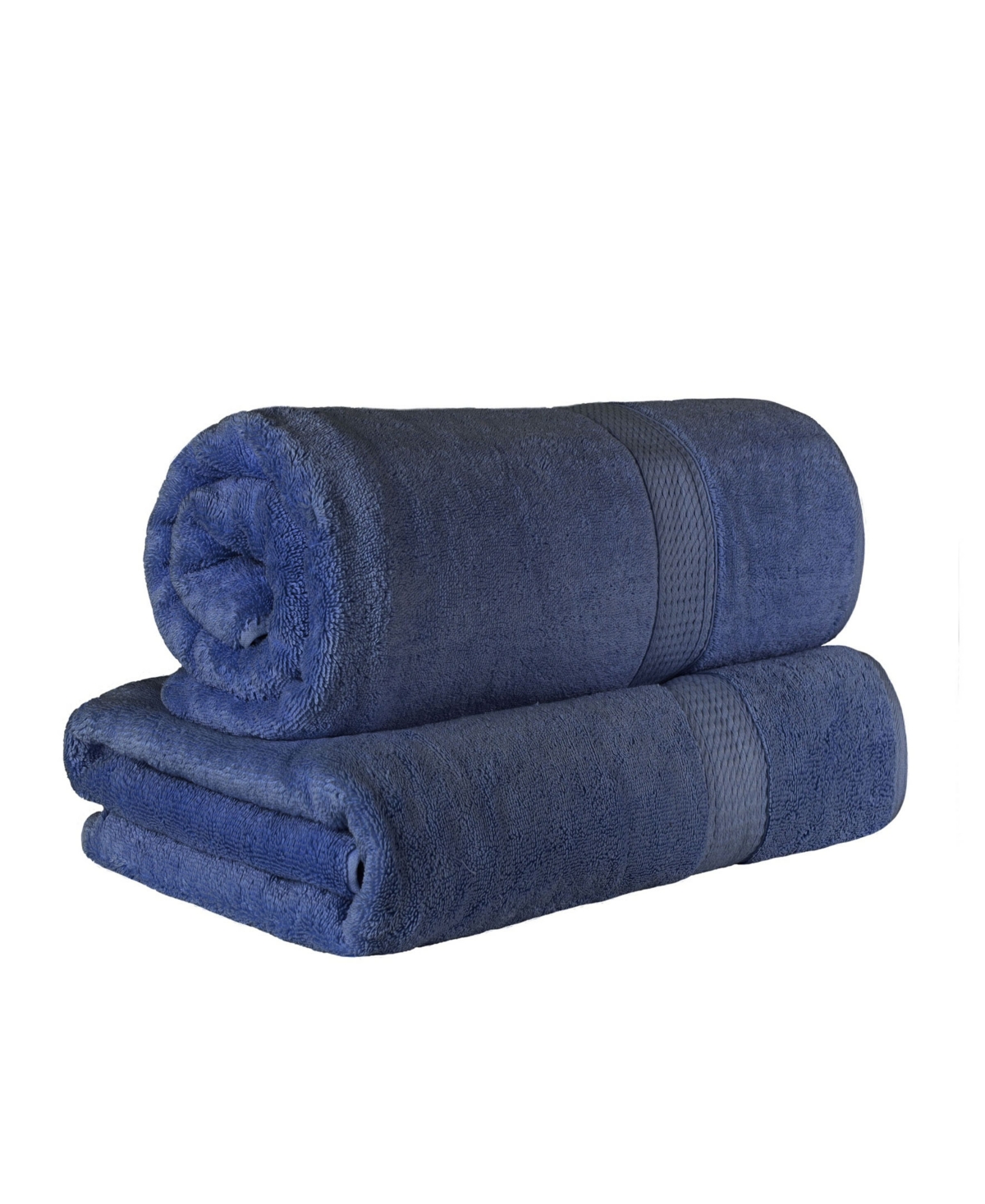 Superior Highly Absorbent 2 Piece Egyptian Cotton Ultra Plush Solid Bath Sheet Set Bedding In Navy Blue