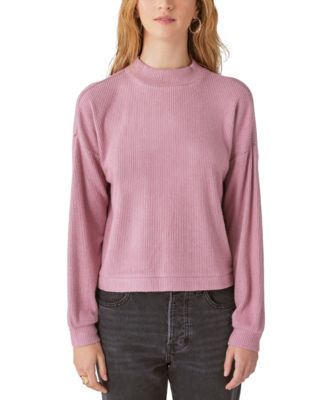 Lucky Brand - Cloud Ribbed Mock Neck Bubble Sleeve Top