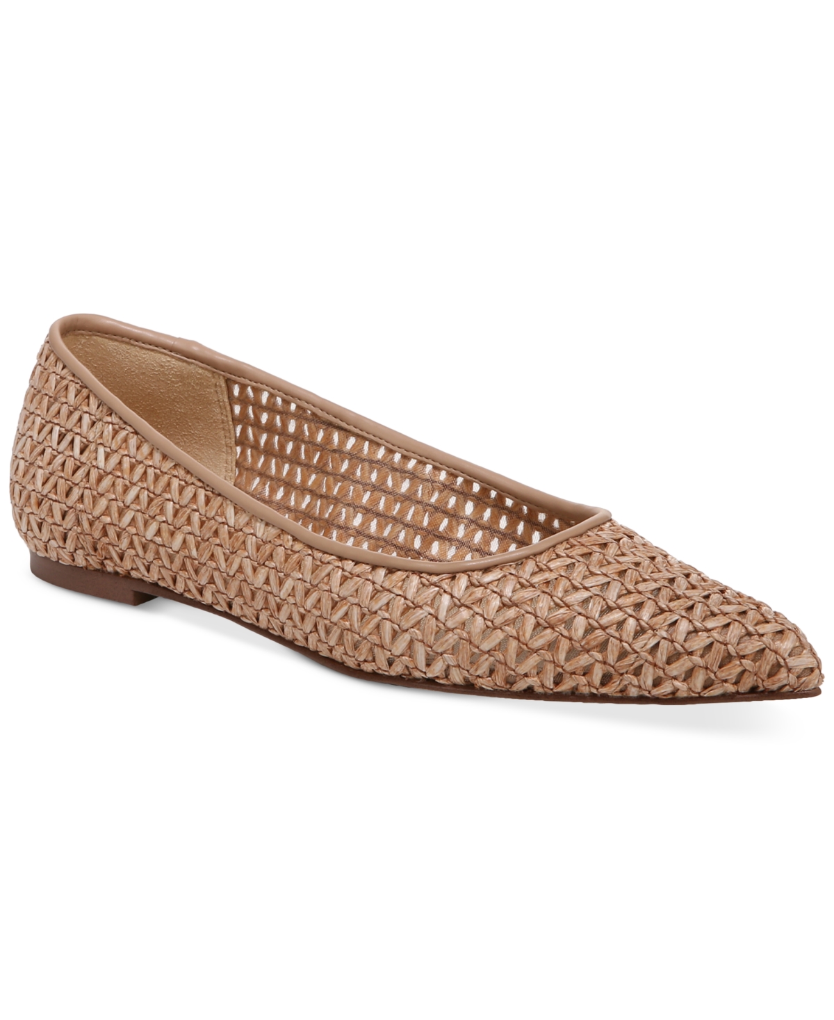 Shop Sam Edelman Women's Wanda Pointed Toe Flats In Warm Tan Raffia